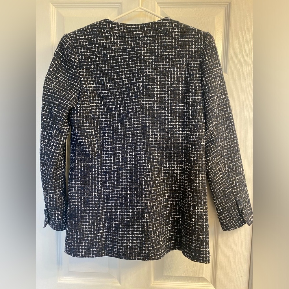 Aritzia Babaton Kilburn Navy Tweed double buttoned blazer jacket size 4 - Picture 6 of 9